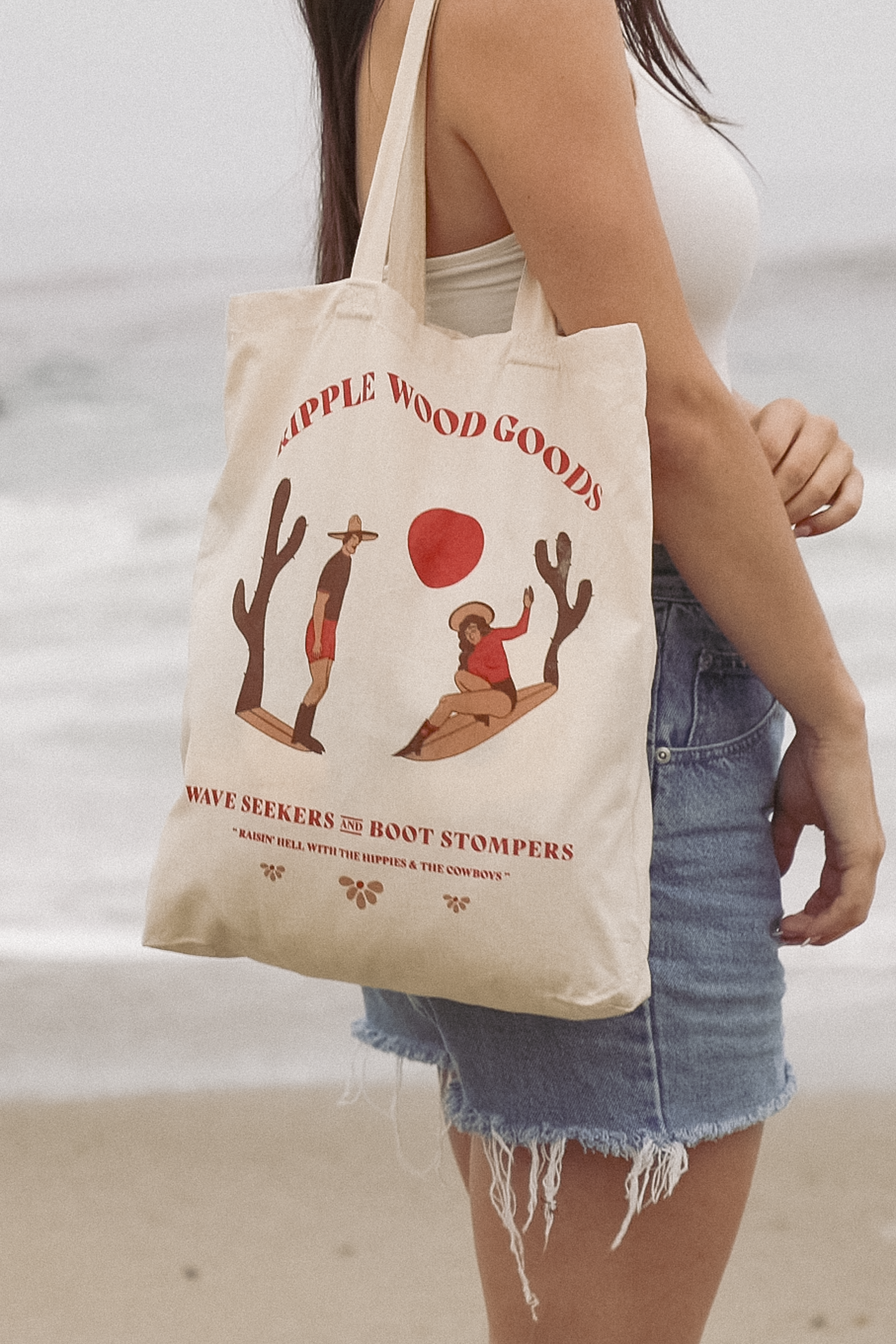 Waves & Boots Canvas Tote Bag