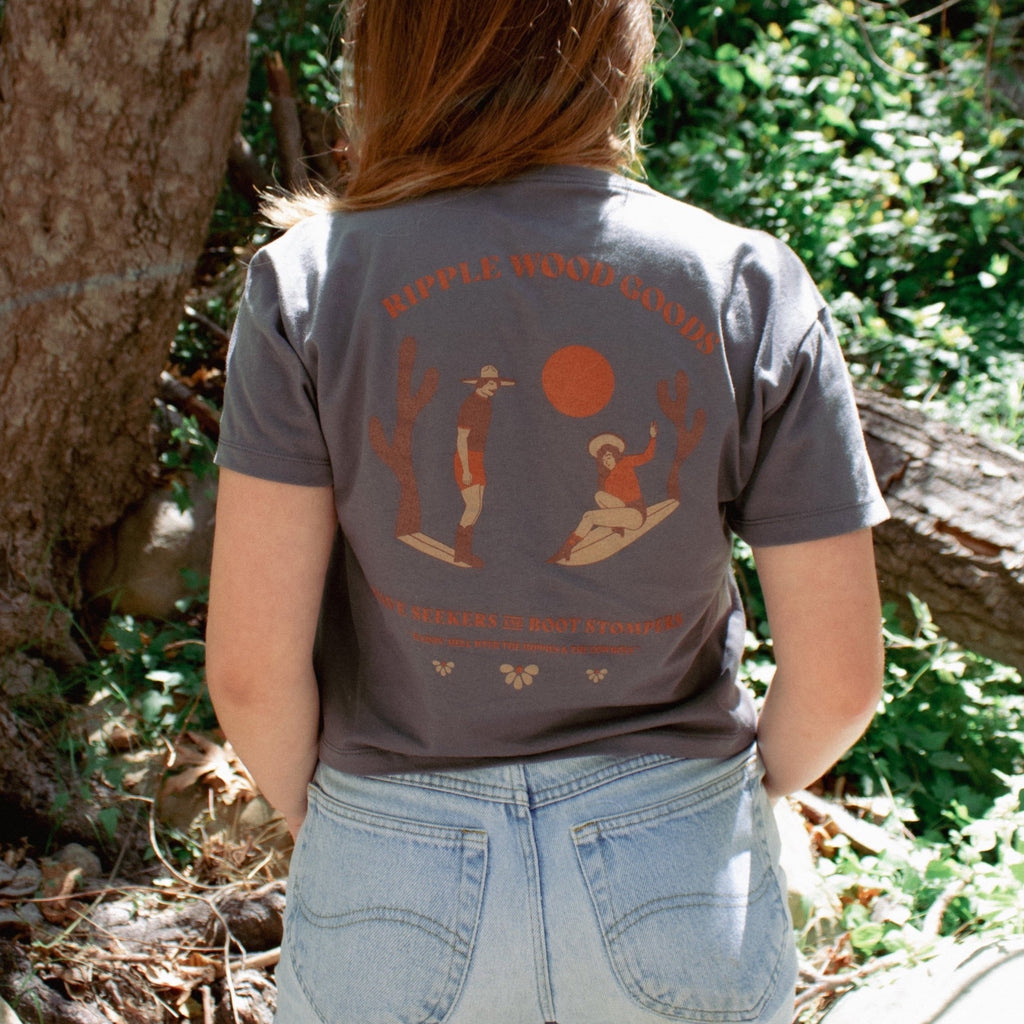 Waves & Boots Women's Crop Tee - Ash